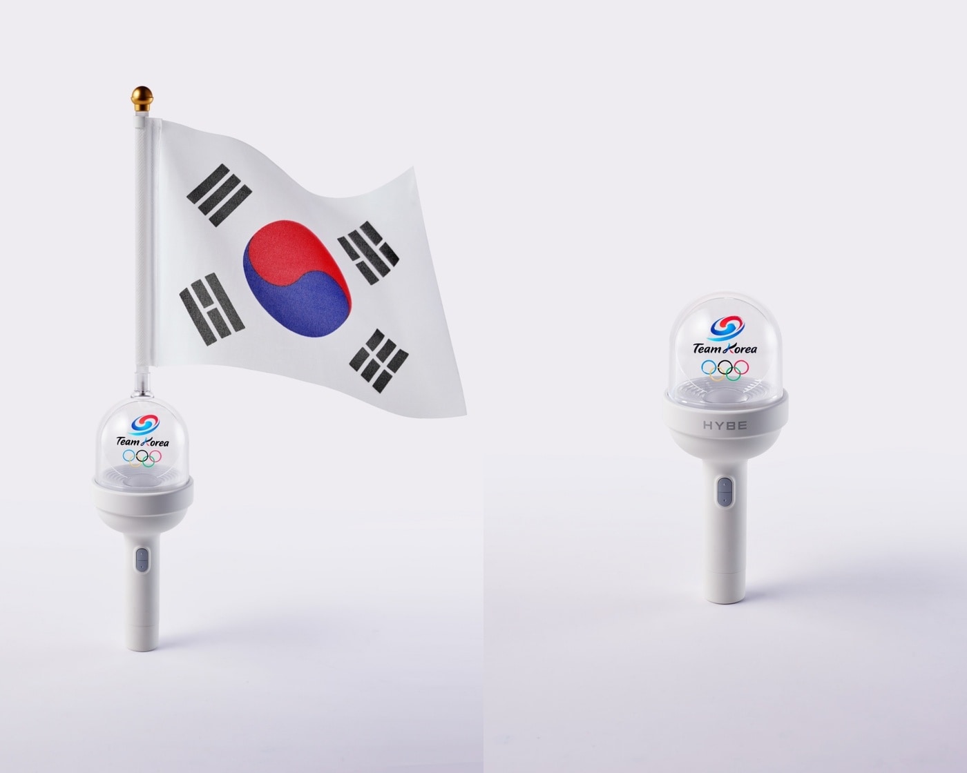 파리올림픽 팀코리아 응원봉 선수용(왼쪽), 일반용 사진=하이브