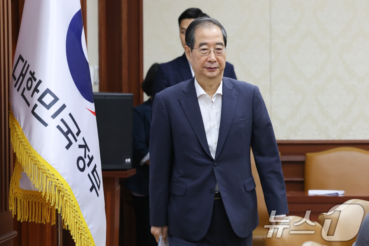 한덕수 국무총리가 1일 서울 종로구 정부서울청사에서 열린 국정현안관계장관회의에 참석하고 있다. 2024.8.1/뉴스1 ⓒ News1 허경 기자