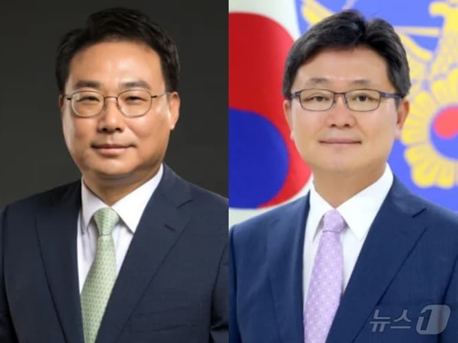 김준영 강원경찰청장(왼쪽)과 오문교 충남경찰청장이 10일 경찰 내 서열 2위인 '치안정감' 승진자로 내정됐다. / 뉴스1