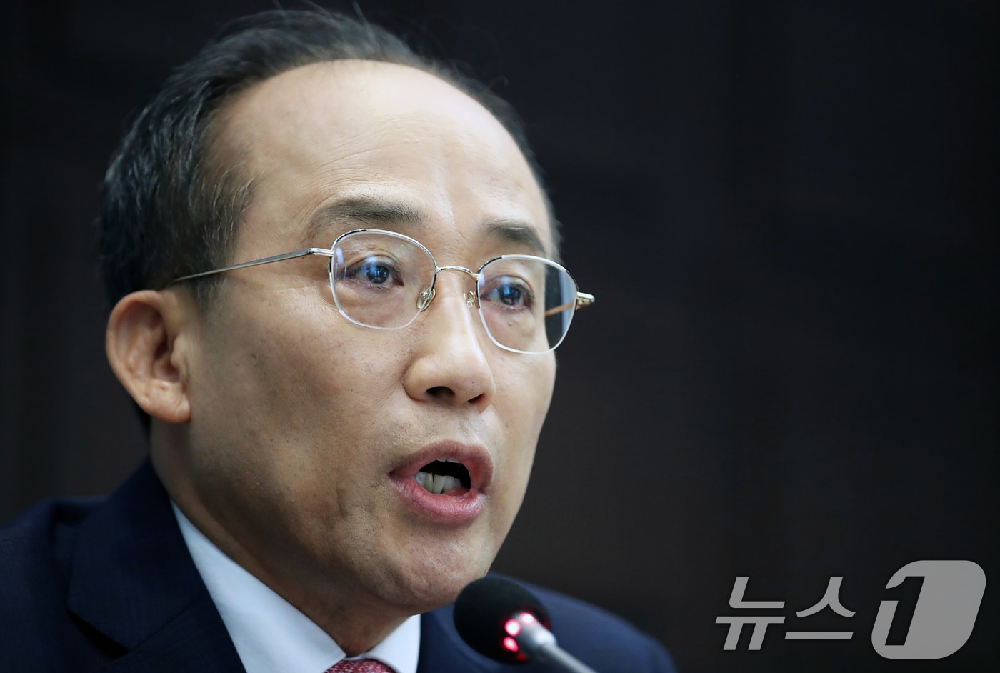 추경호 국민의힘 원내대표가 13일 오전 서울 중구 한국프레스센터에서 열린 관훈클럽 초청 토론회에서 기조연설을 하고 있다. 2024.8.13/뉴스1 ⓒ News1 오대일 기자