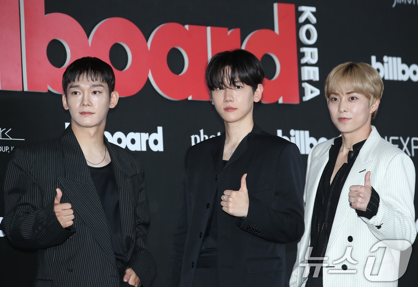 (왼쪽부터) 엑소 첸, 백현, 시우민 ⓒ News1 권현진 기자