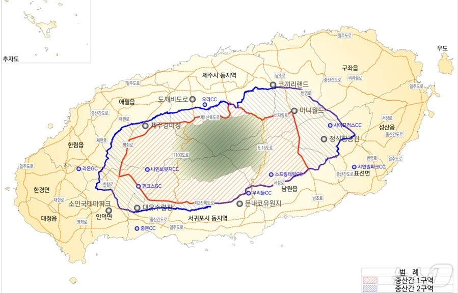 제주 지속가능한 도시관리계획 수립 기준(안) 도면.(제주도 제공)