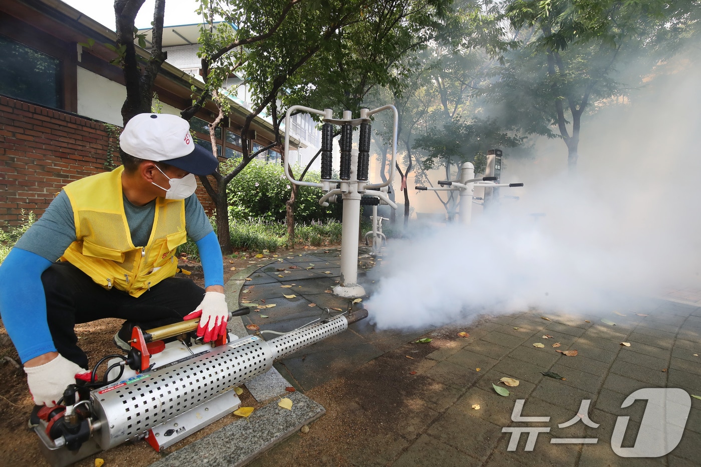  모기 등 해충 박멸하기 위해 방역을 실시 모습. 2024.8.8/뉴스1 ⓒ News1 공정식 기자