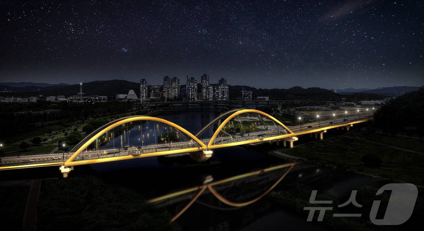 대전 한샘대교 야간경관 점등 모습.(대전시 제공) ⓒ 뉴스1 
