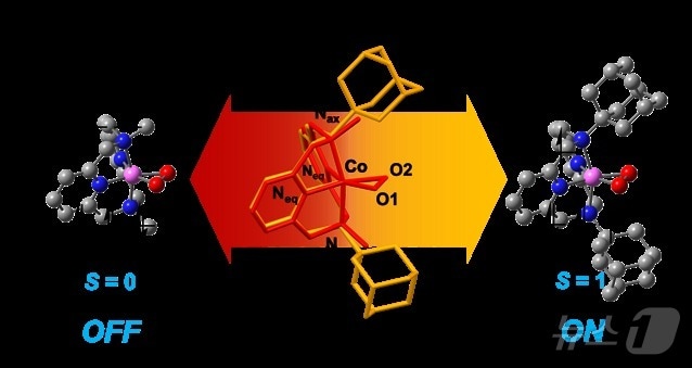 배위자가 다른 코발트-퍼옥소 종의 다른 스핀 상태와 이의 나이트릴 활성 반응 모식도. &#40;UNIST 제공&#41;