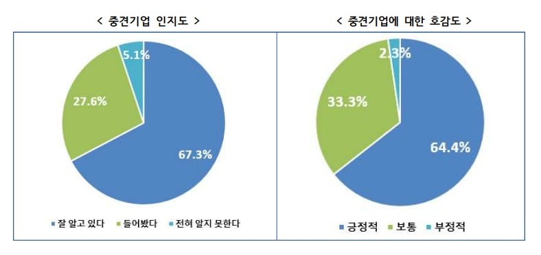 한국중견기업연합회가 실시한 '중견기업에 대한 국민 인식 조사' 결과.(한국중견기업연합회 제공)