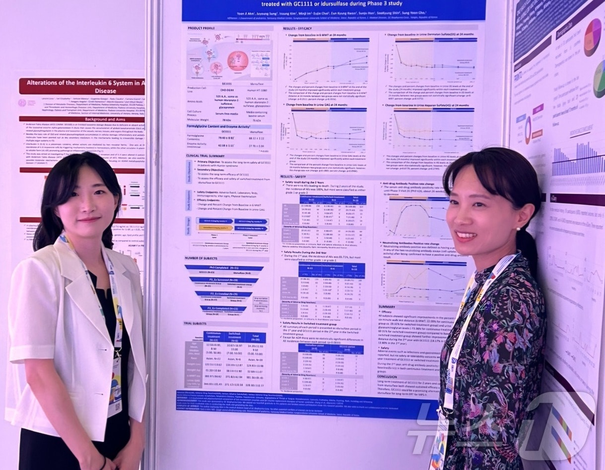  삼성서울병원 소아청소년 내분비유전대사분과 조성윤 교수(오른쪽), 삼성서울병원 소아청소년 내분비유전대사분과 안윤지 임상강사(왼쪽)(녹십자 제공)/뉴스1 ⓒ News1