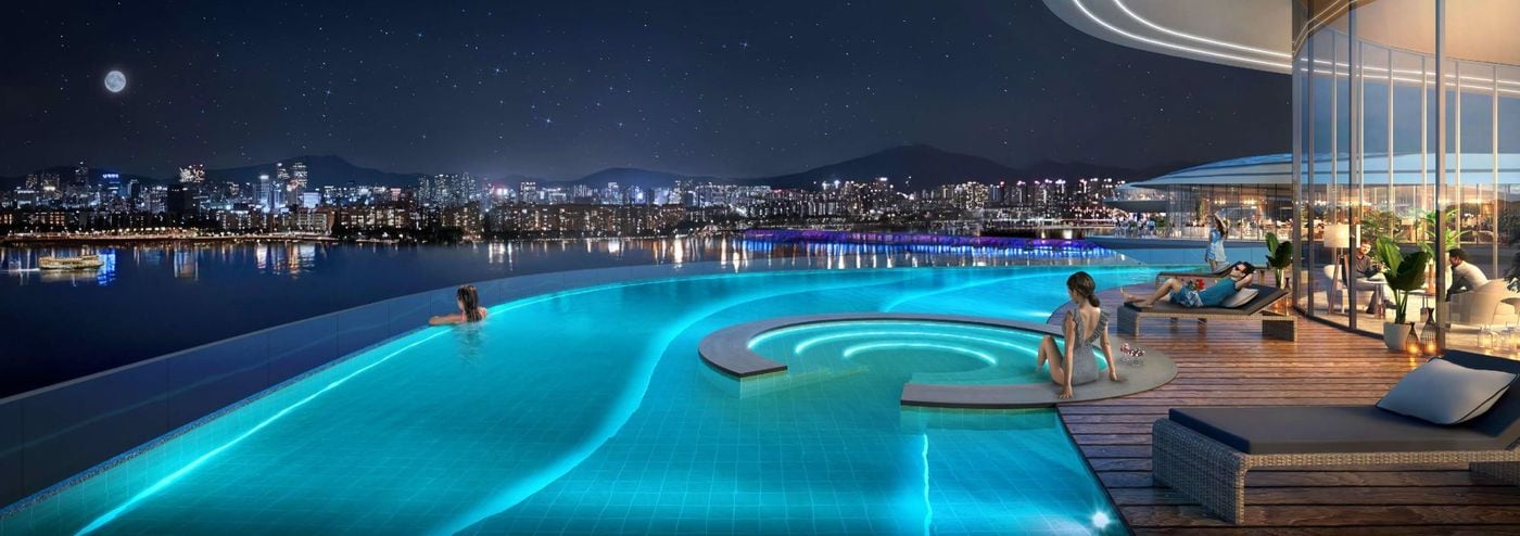 현대건설 한남4구역 재개발 스카이 인피니티 풀 조감도.(현대건설 제공)