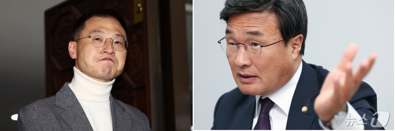 김대식 국민의힘 수석대변인&#40;오른쪽&#41;과 김상욱 의원. ⓒ 뉴스1 