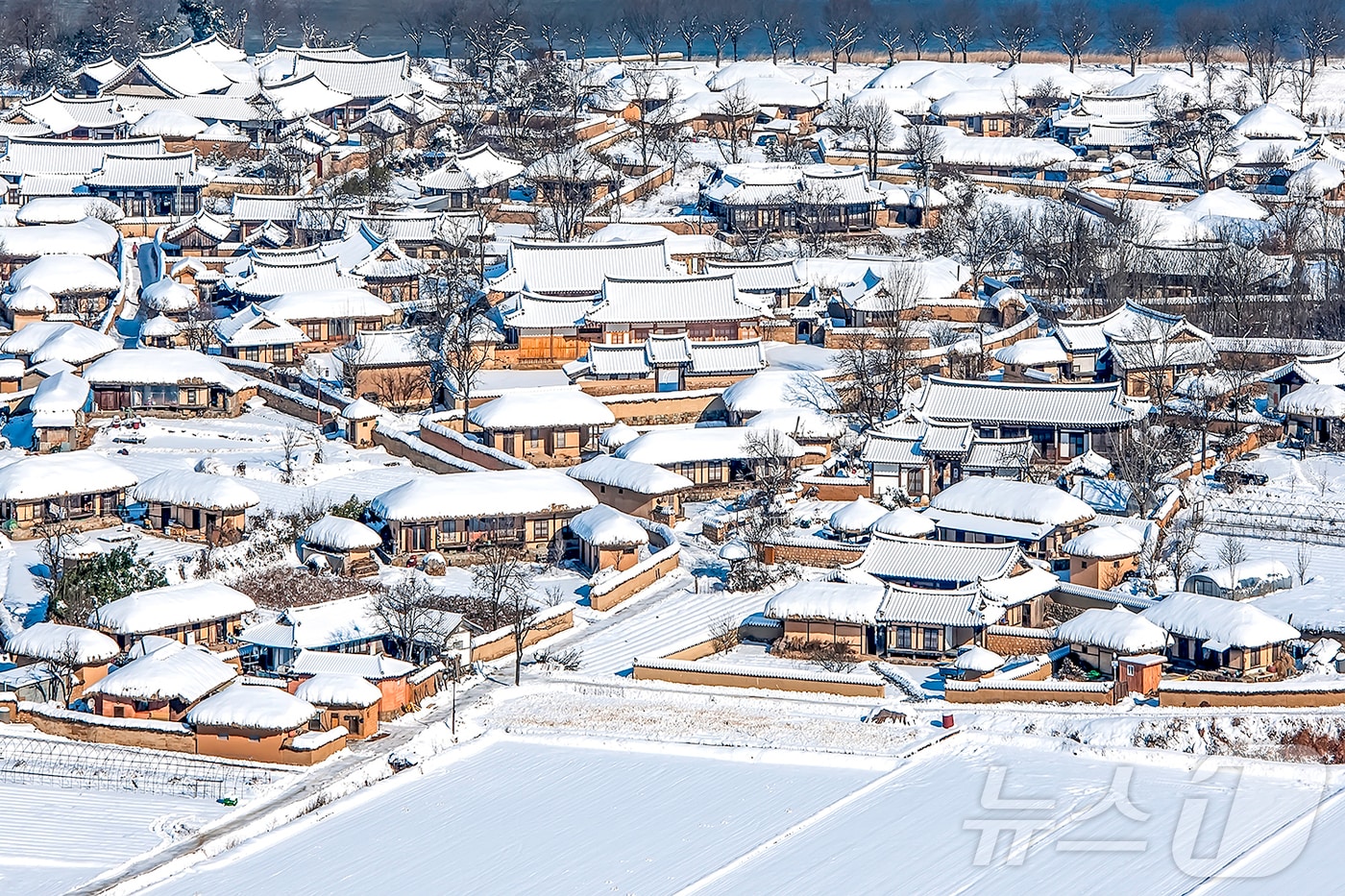 눈 내린 안동 하회마을 전경(안동시 제공)2025.1.21/뉴스1