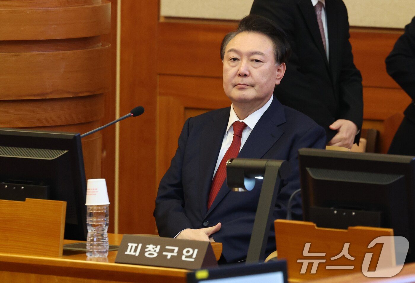 윤석열 대통령이 21일 서울 종로구 헌법재판소에서 열린 탄핵심판 3차 변론기일에 출석해 있다. 2025.1.21/뉴스1 ⓒ News1 사진공동취재단