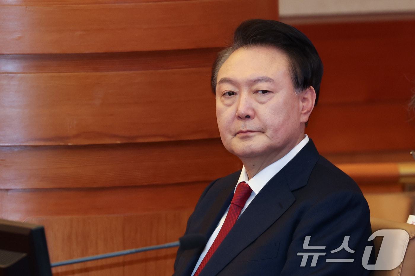 윤석열 대통령이 21일 서울 종로구 헌법재판소에서 열린 탄핵심판 3차 변론기일에 출석해 있다. 2025.1.21/뉴스1 ⓒ News1 사진공동취재단