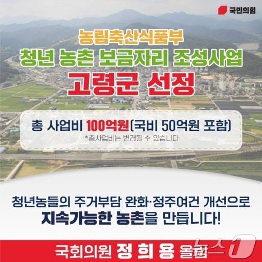고령군 '청년 농촌 보금자리 조성사업' 선정/뉴스1