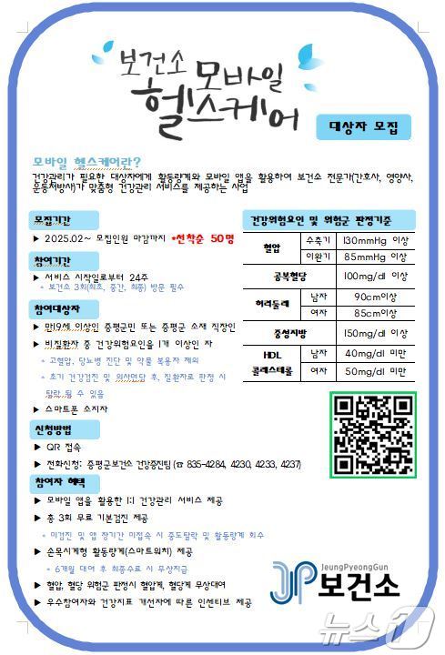 충북 증평군보건소 모바일헬스케어사업 홍보 이미지/뉴스1