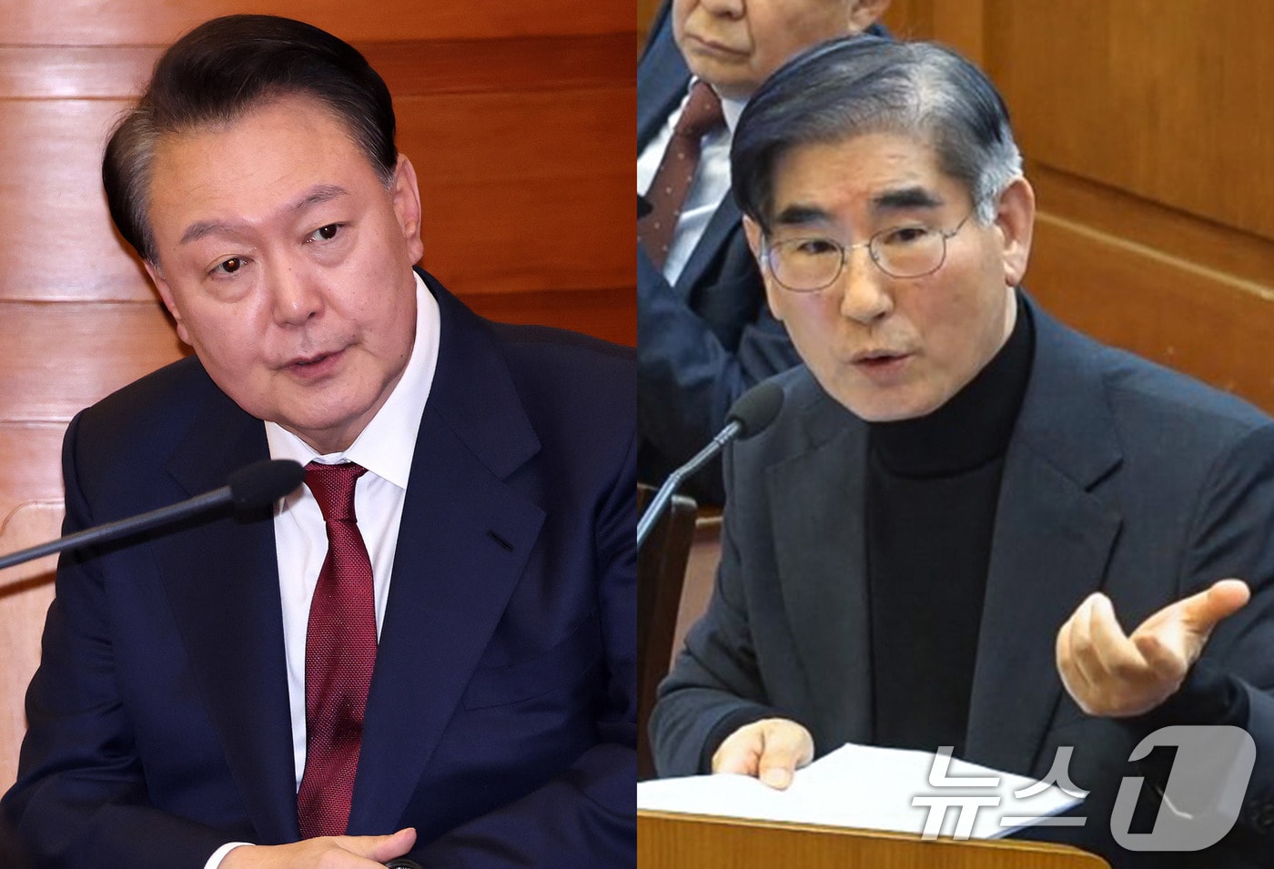 지난 1월 23일 당시 윤석열 대통령&#40;왼쪽&#41;과 김용현 전 국방부 장관이 서울 종로구 헌법재판소에서 열린 탄핵심판 4차 변론기일에 나란히 출석한 모습. &#40;사진공동취재단/헌재 제공&#41;2025.1.23/뉴스1 ⓒ News1 사진공동취재단