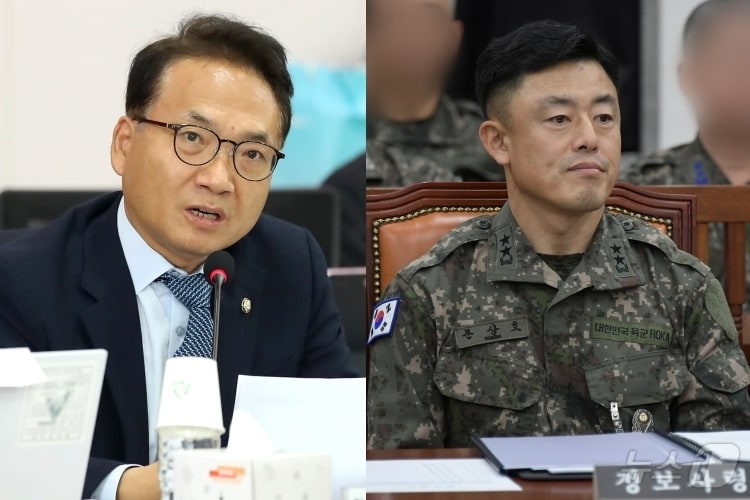 박선원 더불어민주당 의원, 문상호 전 정보사령관. ⓒ 뉴스1