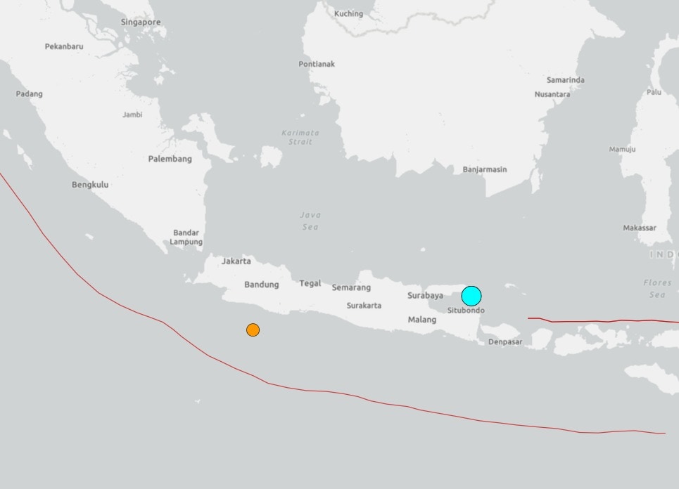 인도네시아 자바섬 해안에서 규모 6.0의 지진이 발생했다고 AFP 통신이 보도했다. (USGS 캡쳐)