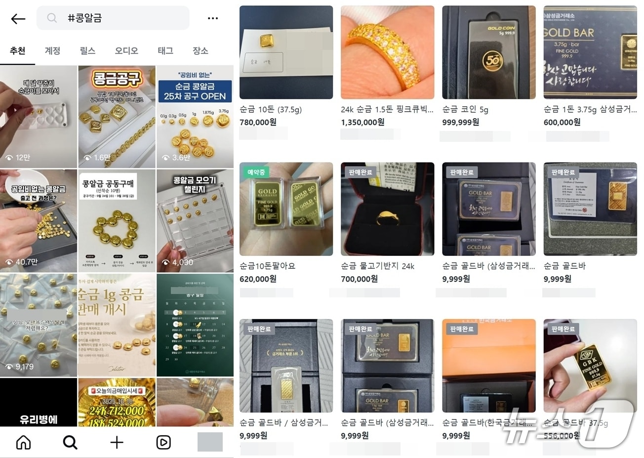 천정부지 금값에 콩알금 챌린지에 공구까지 등장…금테크 주의점은 - 뉴스1