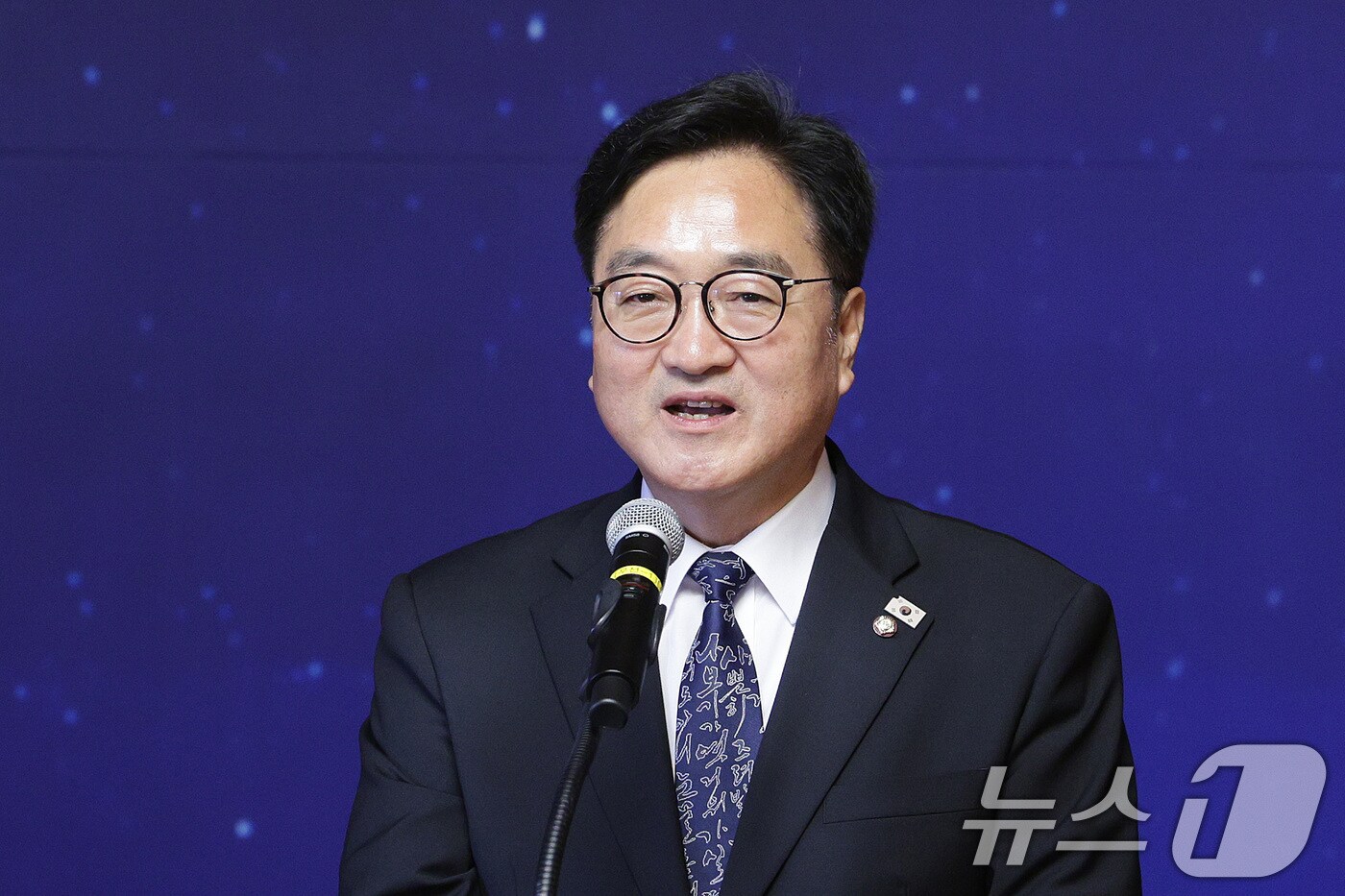 우원식 국회의장이 15일 서울 여의도 국회 사랑재에서 열린 국회 사회적 대화 공동 선언식에서 인사말을 하고 있다. 2025.10.15/뉴스1 ⓒ News1 신웅수 기자