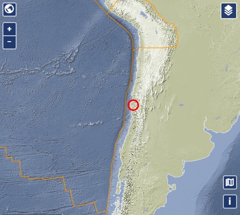 15일(현지시간) 칠레 중부에서 규모 5.5의 지진이 발생했다. <출처=독일 지질학 연구센터(GFZ) 홈페이지 갈무리>