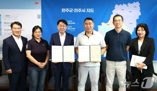 전주시와 주식회사 JD로지스가 16일 업무협약을 맺고 고립 위기가구 발굴 및 지원을 위해 힘을 모으기로 했다.(전주시 제공, 재판매 및 DB 금지)/뉴스1