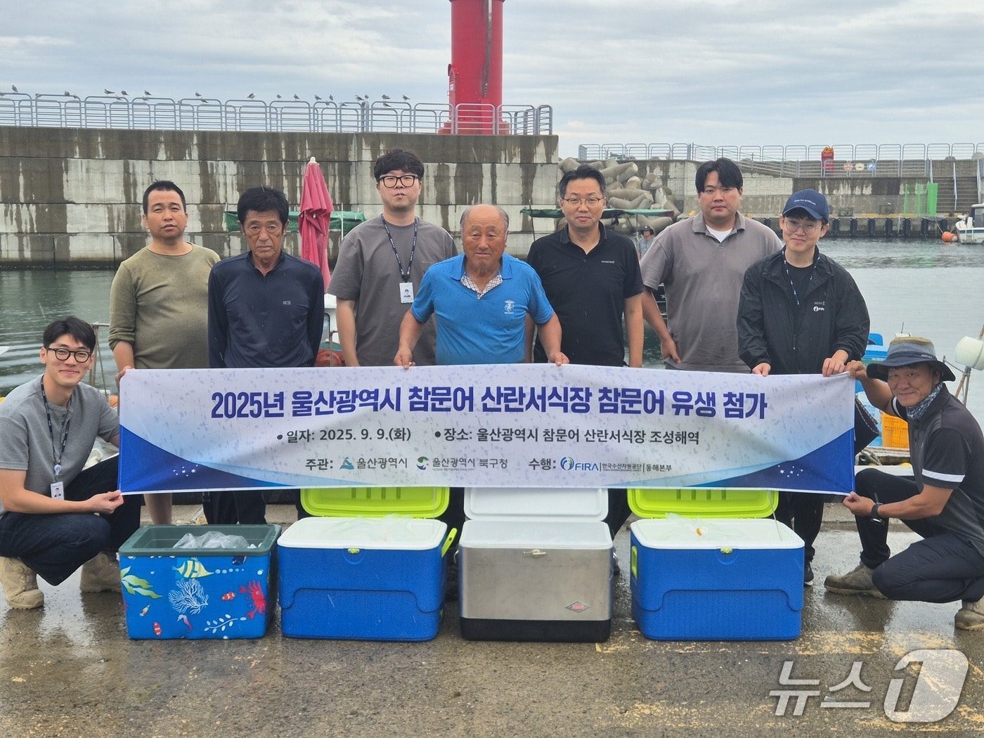 17일 참문어 유생 방류 행사 모습. (한국수산자원공단 제공. 재판매 및 DB 금지)
