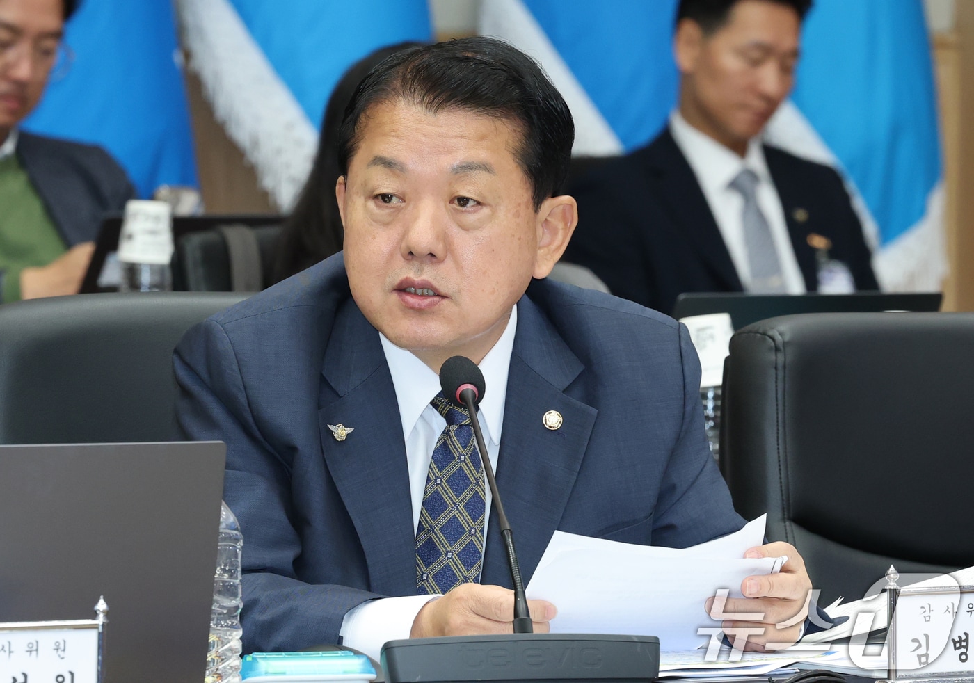 김병주 더불어민주당 위원이 23일 오전 충남 계룡대에서 열린 국회 국방위원회의 공군본부에 대한 국정감사에서 질의하고 있다. 2025.10.23/뉴스1 ⓒ News1 김기태 기자