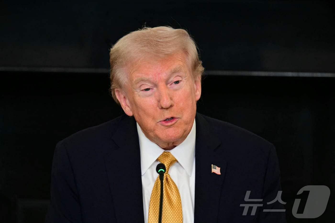 도널드 트럼프 미국 대통령이 23일&#40;현지시간&#41; 워싱턴DC 백악관 국빈식당에서 열린 범죄 조직 단속 회의 행사에서 발언하고 있다. 2025.10.23. ⓒ AFP=뉴스1 ⓒ News1 류정민 특파원