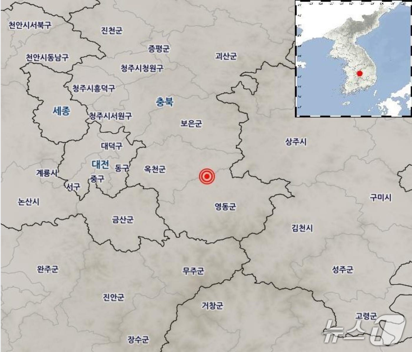 8일 오전 11시 49분께 충북 옥천군에서 규모 3.1 지진이 발생했다.&#40;기상청 자료.&#41;