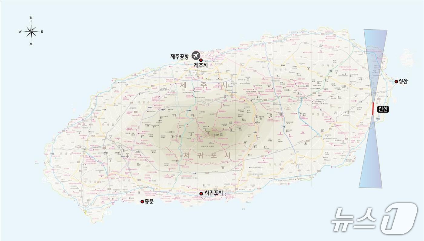 박근혜 정부 국토교통부가 2015년 11월10일 서귀포시 성산읍에 제2공항을 건설하겠다는 계획을 발표하면서 공개했던 위치도.(국토교통부 제공, 재판매 및 DB 금지)
