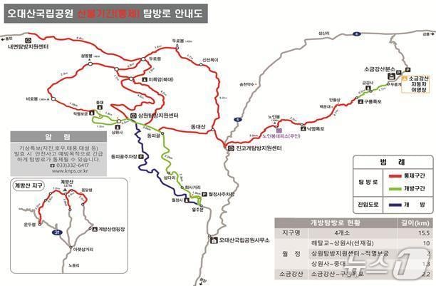 가을철 산불 조심 기간 통제되는 오대산국립공원 탐방로.(오대산국립공원 사무소 제공, 재판매 및 DB 금지) 2025.11.11/뉴스1