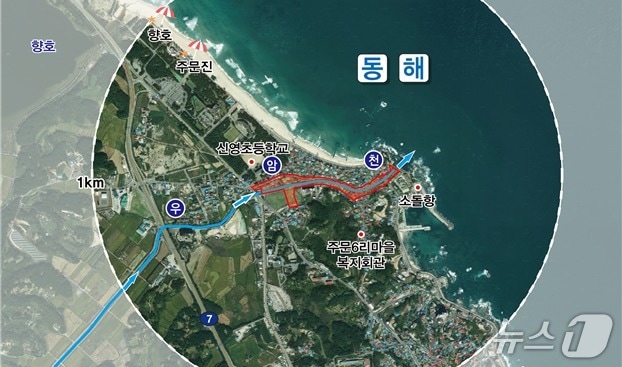 강릉시, 우암 자연재해위험개선지구 정비사업 위치도.&#40;강릉시 제공, 재판매 및 DB 금지&#41; 2025.11.13/뉴스1