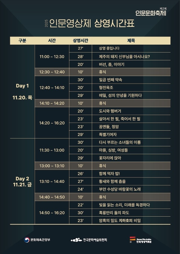 2025 인문영상제 상영표