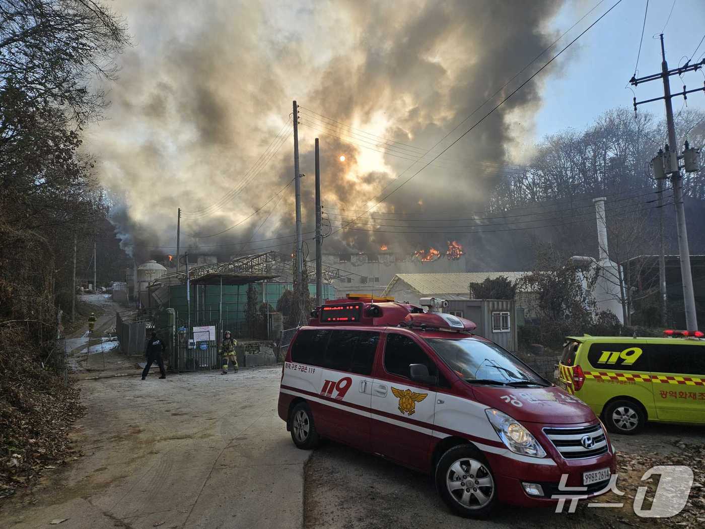 강원 원주 지정면 간현리 돈사 화재현장.(뉴스1 DB)