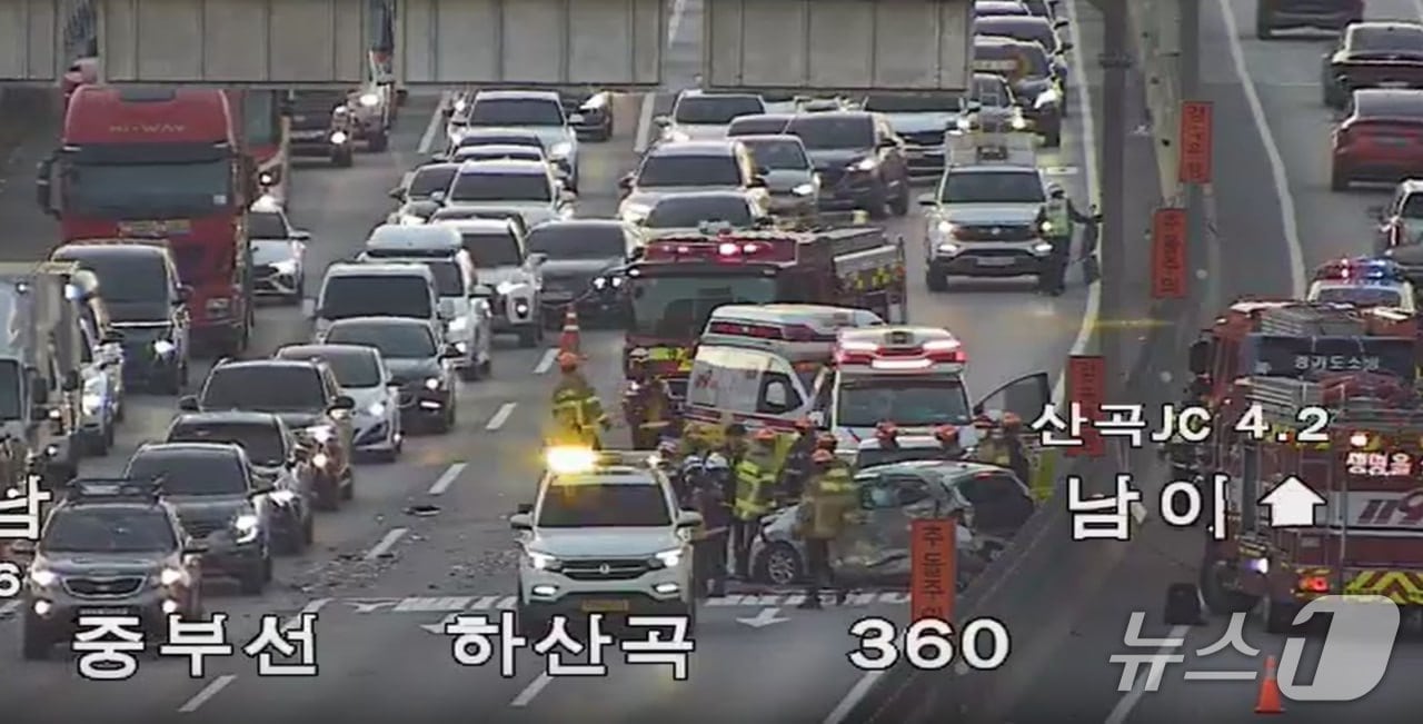 사고 현장. (한국도로공사 CCTV 갈무리)