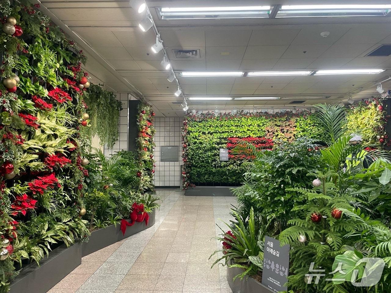 삼각지역 크리스마스 사진 무대 공간.(용산구 제공)