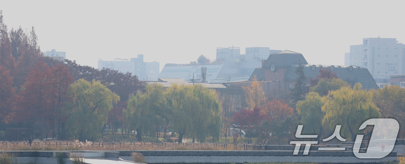 전북 전주시 덕진공원 일원이 뿌옇게 보이고 있다. 2025.11.24/뉴스1 ⓒ News1 유경석 기자