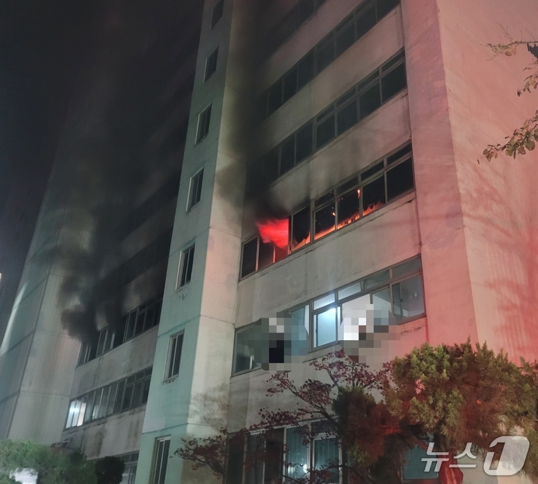 24일 오전 1시 47분쯤 대구 중구 남산동의 한 아파트에서 불이 나 5명이 다쳤다. 사진은 화재 현장. &#40;대구소방안전본부 제공. 재판매 및 DB 금지&#41; 2025.11.24/뉴스1