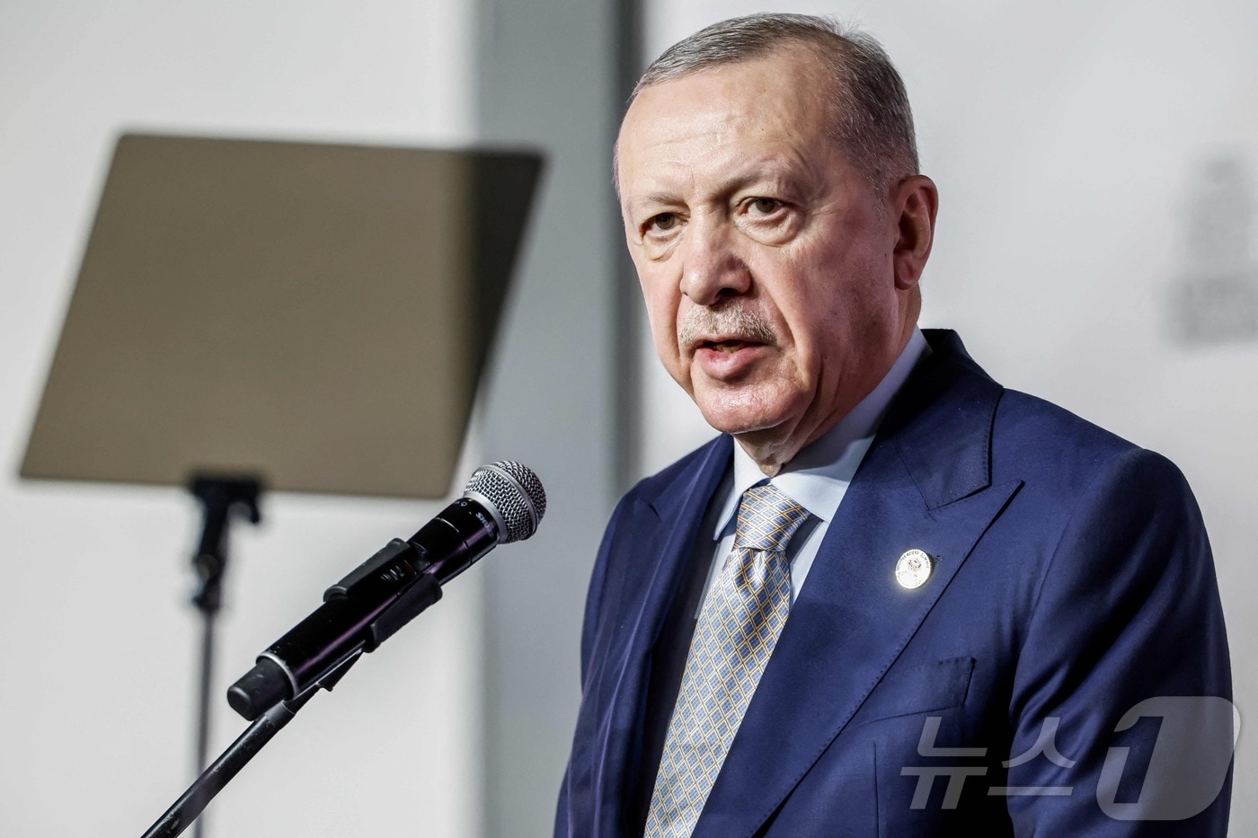 레제프 타이이프 에르도안 튀르키예 대통령이 23일(현지시간) 주요 20개국(G20) 정상회의 폐막 후 기자회견을 하고 있다. 2025.11.23./뉴스1 ⓒ AFP=뉴스1 ⓒ News1 이창규 기자
