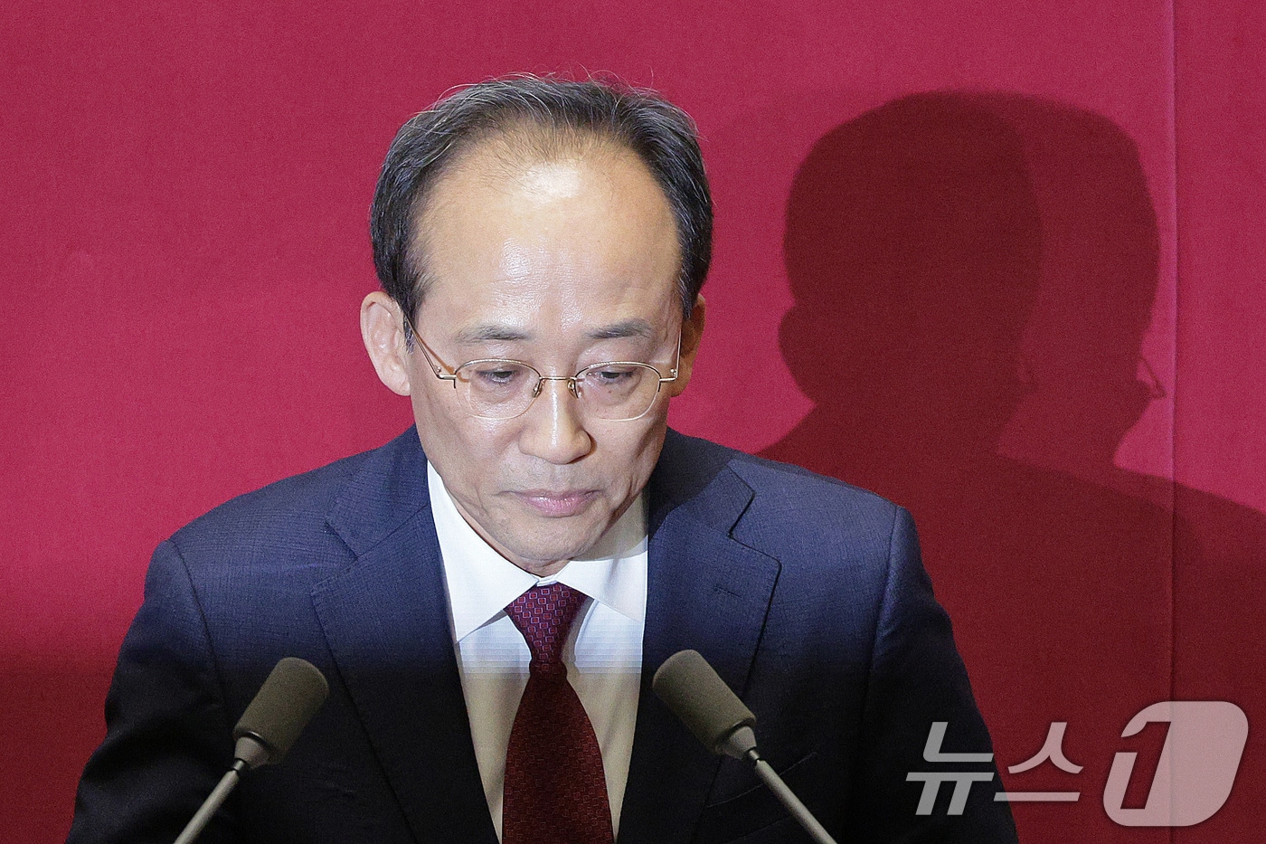 추경호 국민의힘 의원이 27일 서울 여의도 국회에서 열린 제429회국회(정기회) 제13차 본회의에서 자신의 체포동의안에 대한 신상 발언을 하고 있다. 2025.11.27/뉴스1 ⓒ News1 신웅수 기자