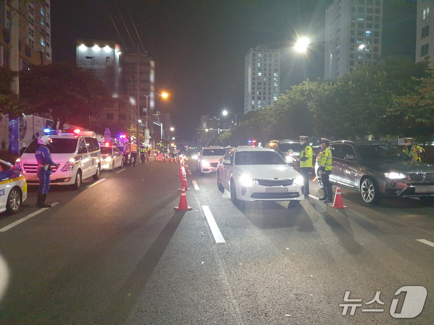 경찰이 부산 부산진구 전포대로에서 음주운전 단속을 하고 있다.(부산경찰청 제공. 재판매 및 DB 금지)