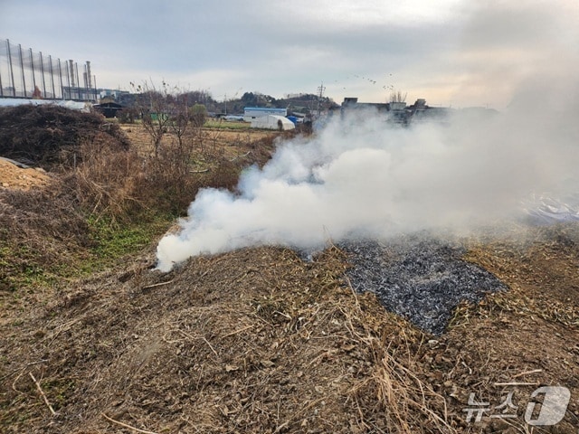 경기 파주시가 이달부터 운정신도시 주변 야간 불법소각 행위에 대한 집중단속에 나섰다. 운정신도시 외곽 야외 폐기물 불법 소각 모습. &#40;파주시 제공, 재판매 및 DB금지&#41;