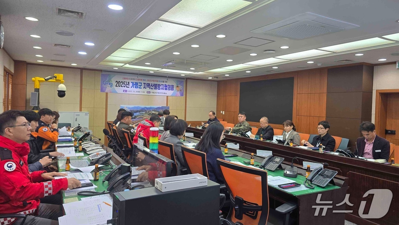 경기 가평군이 김미성 가평부군수 주재로 '가을철 지역산불방지협의회'를 열고 산불방지대책 추진 상황을 점검하고 있다.(가평군 제공. 재판매 및 DB 금지)/뉴스1