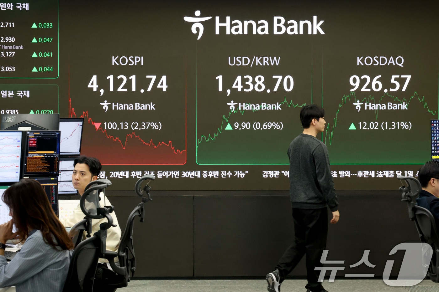 서울 중구 하나은행 본점 딜링룸. /뉴스1 ⓒ News1 이광호 기자