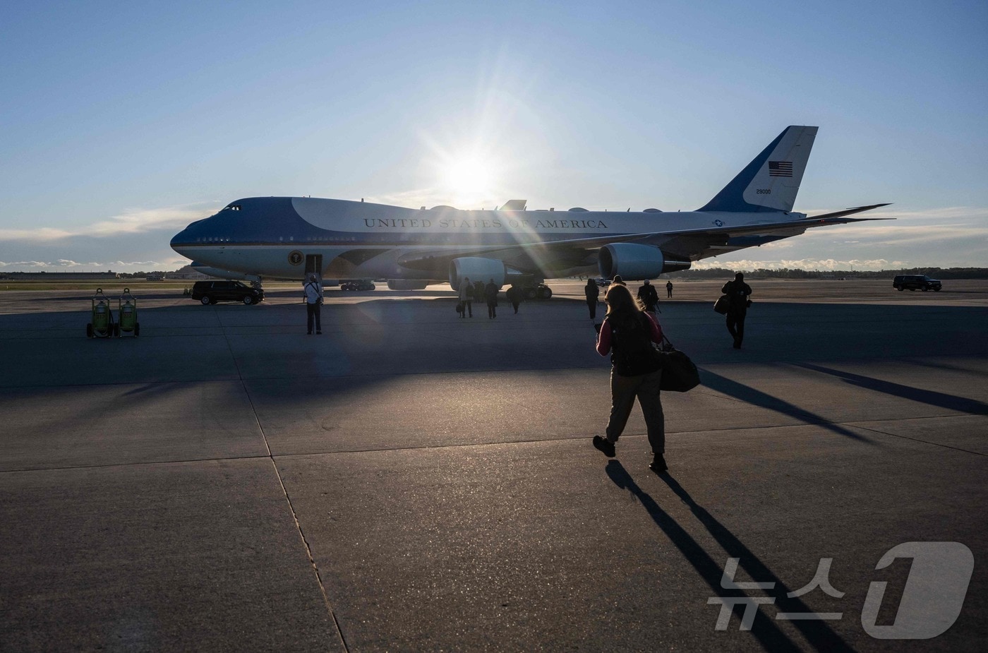 미국 메릴랜드주 앤드루스 합동기지에 있는 에어포스원(대통령 전용기) 2024.10.17./뉴스1 ⓒ AFP=뉴스1 ⓒ News1 이창규 기자