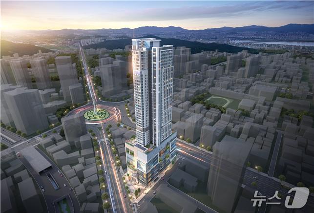 울산시 건축주택공동위원회가 조건부로 승인한 남구 신정동 공업탑 인근의 주거복합건축물 조감도(울산시 제공)