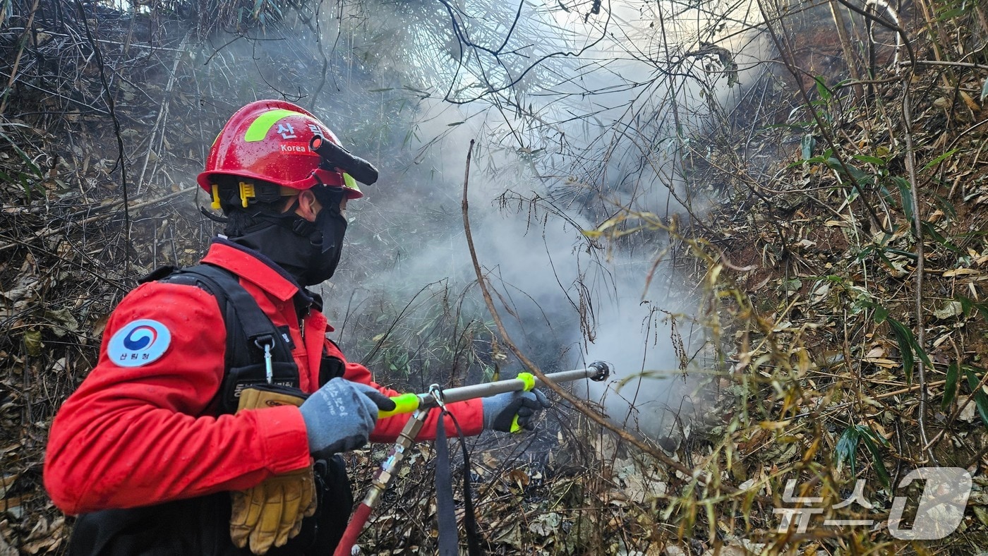 10일 강원 양양 손양면에서 발생한 산불 진화 현장.&#40;동부지방산림청 제공, 재판매 및 DB 금지&#41; 2025.12.10/뉴스1