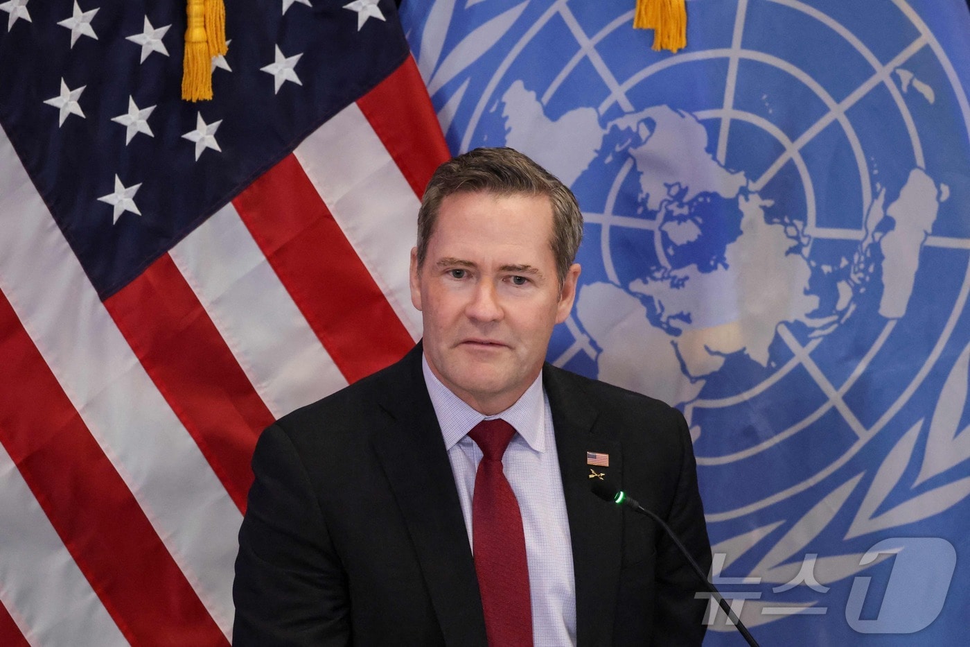 유엔주재 미국 대사 마이크 왈츠가 2025년 11월 18일 뉴욕 유엔 주미국 대표부에서 열린 패널 토론회에서 발언하고 있다. 2025.11.18.ⓒ AFP=뉴스1