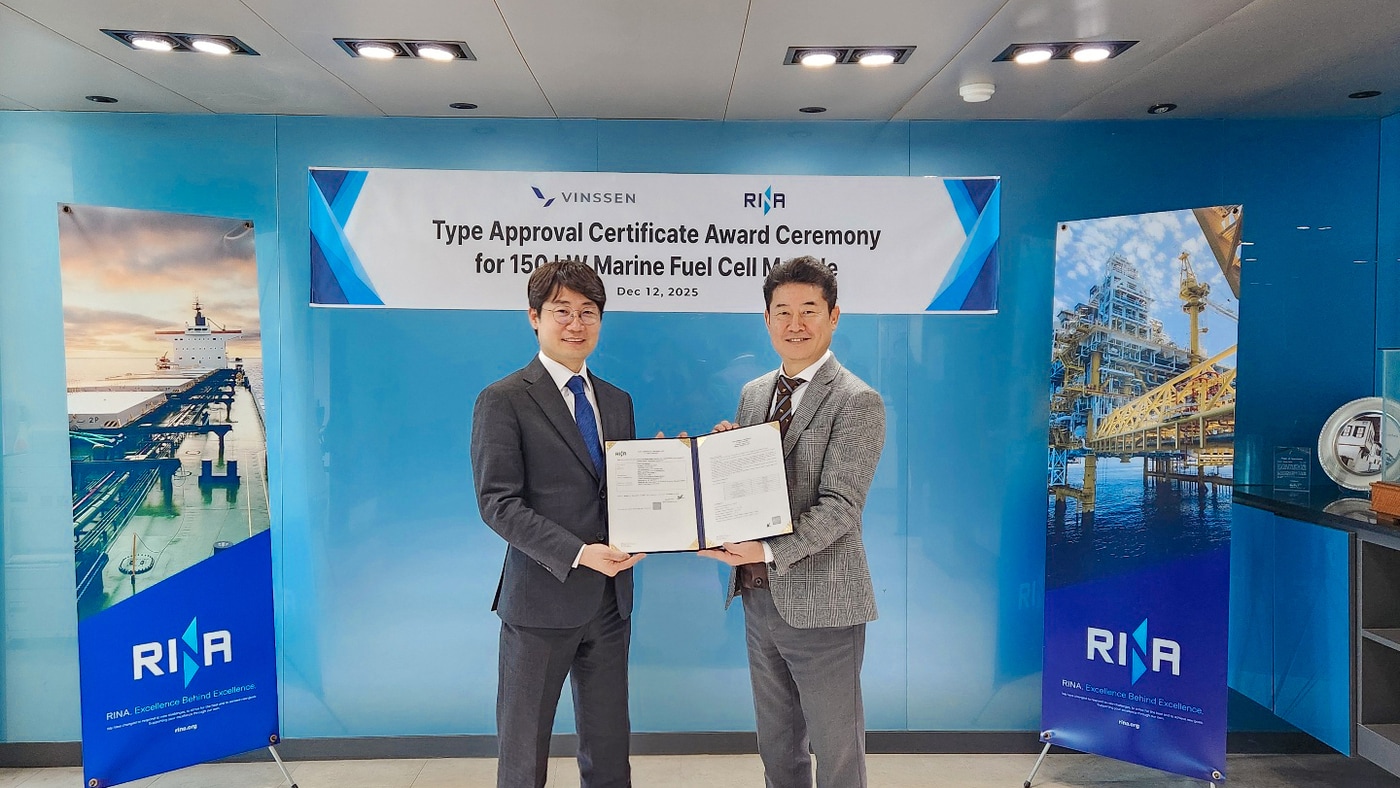 빈센, RINA로부터 150kW 해양용 연료전지 모듈 형식승인 획득 - 뉴스 썸네일 이미지