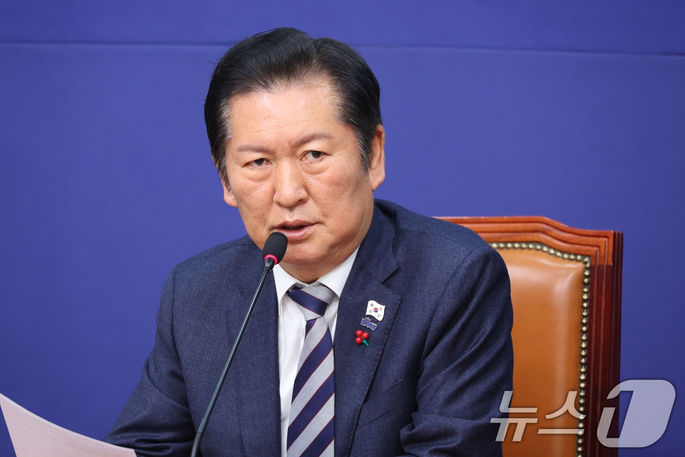 정청래 더불어민주당 대표가 18일 서울 여의도 국회에서 열린 시·도당지방선거기획단 연석회의에서 발언하고 있다. 2025.12.18/뉴스1 ⓒ News1 신웅수 기자